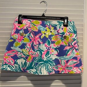 Lilly Pulitzer Blue Pink Green Floral Mini Skirt